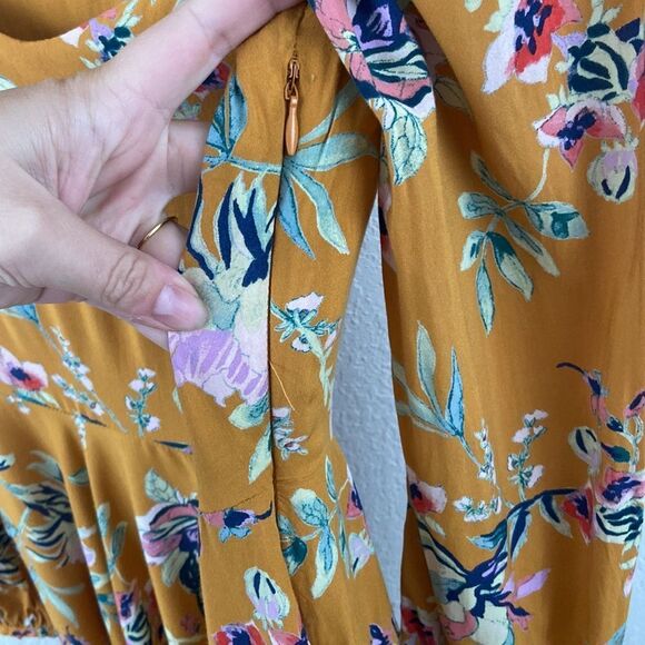 Urban Outfitters Ecote Floral Mustard Mini Dress size 6 - Picture 7 of 11